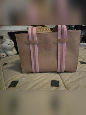 CLAUDUA FIRENZE - Blush Pink Tote with Contrasting Pink Straps